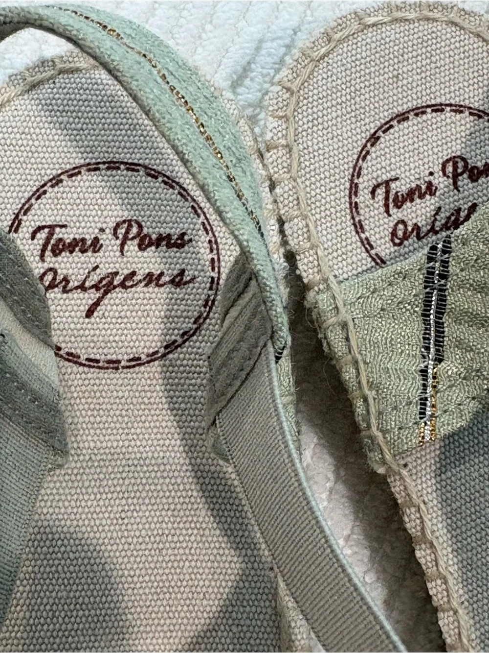 Toni Pons Women’s Metallic Striped Espadrille Flats Strap Green/Gold EU 40 NEW